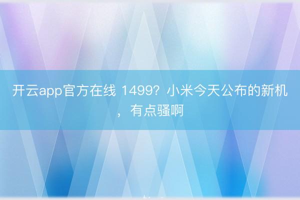 开云app官方在线 1499?小米今天公布的新机,有点骚啊