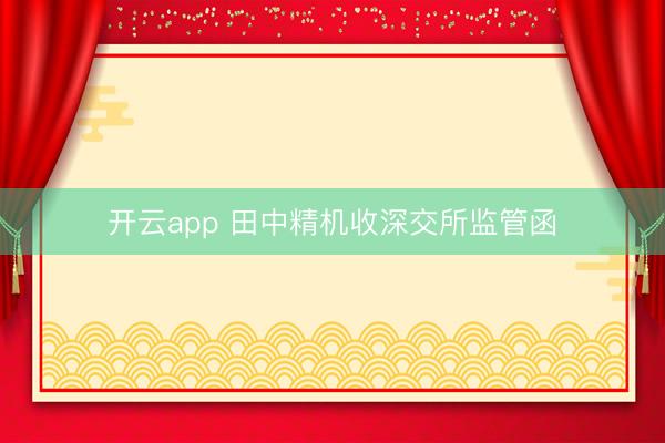 开云app 田中精机收深交所监管函