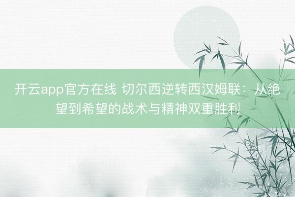 开云app官方在线 切尔西逆转西汉姆联：从绝望到希望的战术与精神双重胜利
