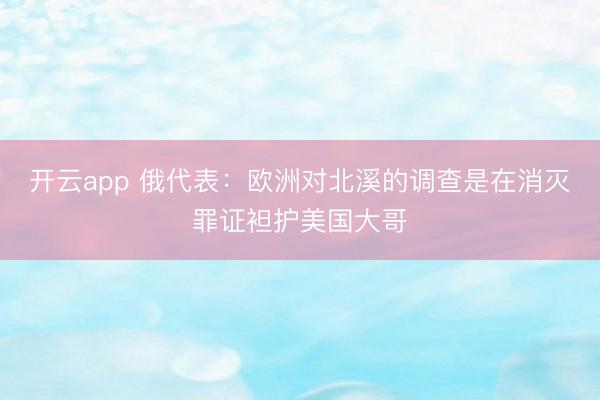 开云app 俄代表：欧洲对北溪的调查是在消灭罪证袒护美国大哥