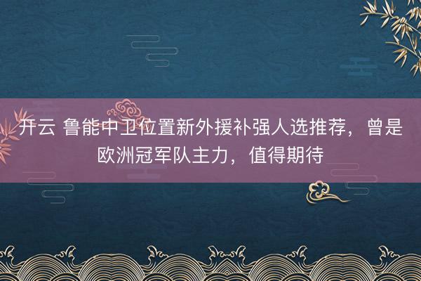开云 鲁能中卫位置新外援补强人选推荐，曾是欧洲冠军队主力，值得期待