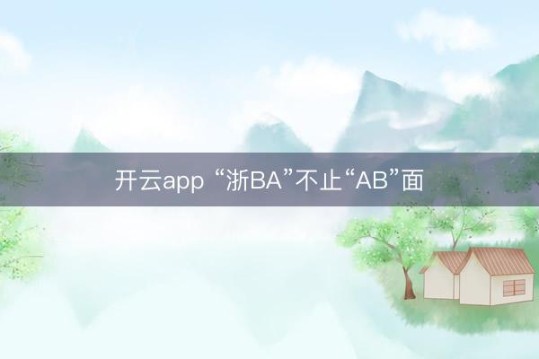 开云app “浙BA”不止“AB”面