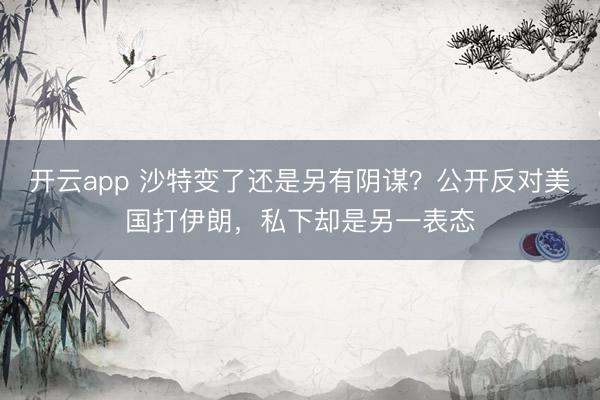 开云app 沙特变了还是另有阴谋?公开反对美国打伊朗,私下却是另一表态