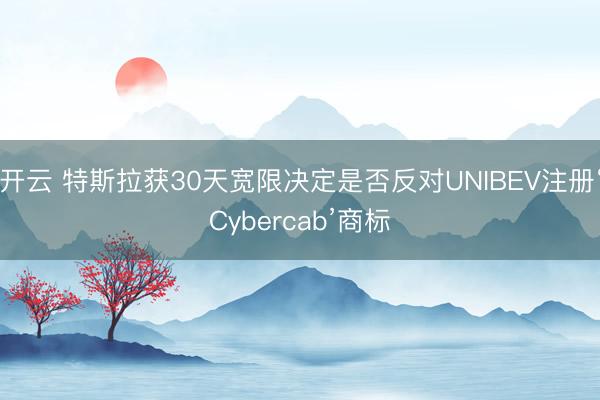 开云 特斯拉获30天宽限决定是否反对UNIBEV注册‘Cybercab’商标