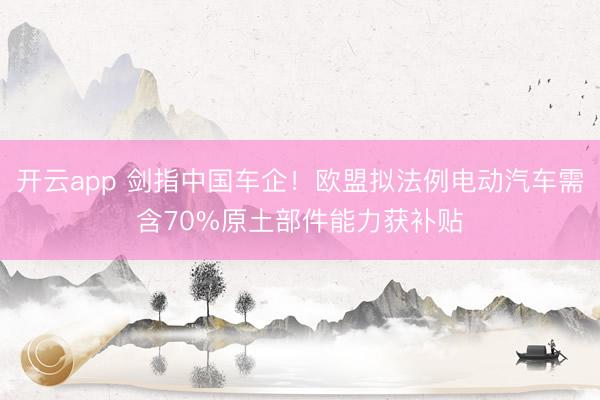 开云app 剑指中国车企！欧盟拟法例电动汽车需含70%原土部件能力获补贴