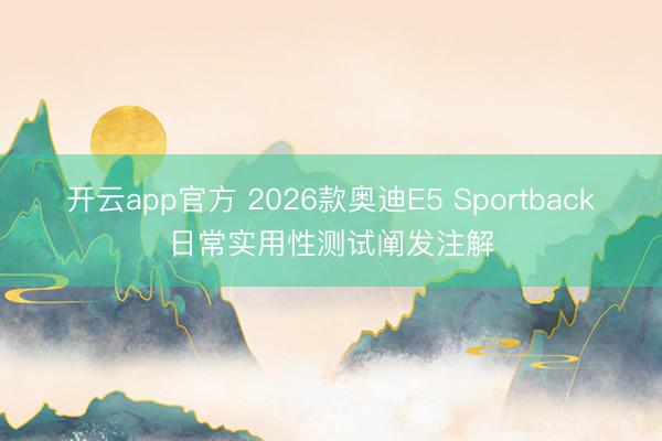 开云app官方 2026款奥迪E5 Sportback日常实用性测试阐发注解
