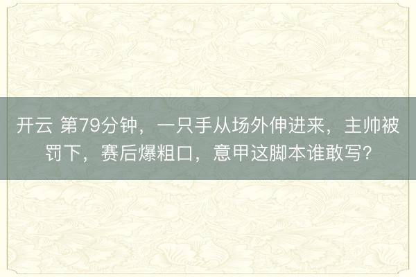 开云 第79分钟,一只手从场外伸进来,主帅被罚下,赛后爆粗口,意甲这脚本谁敢写?