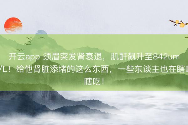 开云app 须眉突发肾衰退,肌酐飙升至842umol/L!给他肾脏添堵的这么东西,一些东谈主也在瞎吃!