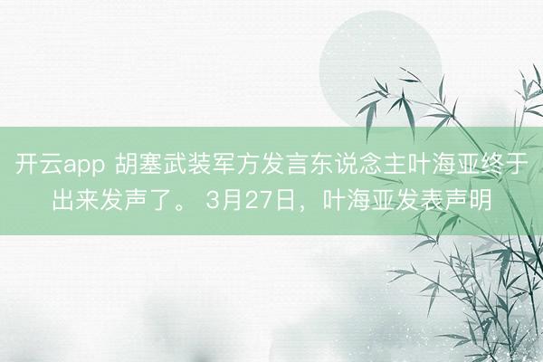 开云app 胡塞武装军方发言东说念主叶海亚终于出来发声了。 3月27日，叶海亚发表声明