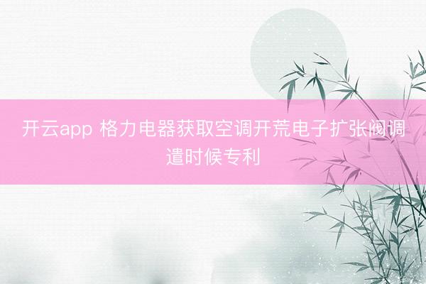 开云app 格力电器获取空调开荒电子扩张阀调遣时候专利