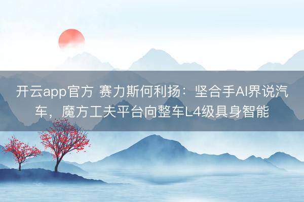 开云app官方 赛力斯何利扬：坚合手AI界说汽车，魔方工夫平台向整车L4级具身智能