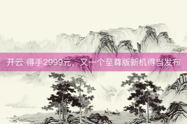 开云 得手2999元，又一个至尊版新机得当发布