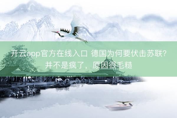 开云app官方在线入口 德国为何要伏击苏联？并不是疯了，原因很毛糙